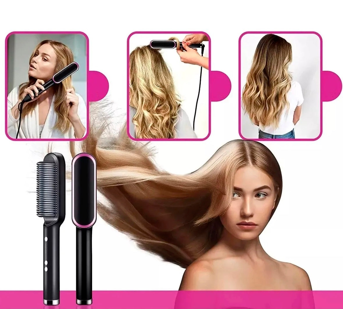 5 in 1 Hair Straightening Brush Dual Voltage